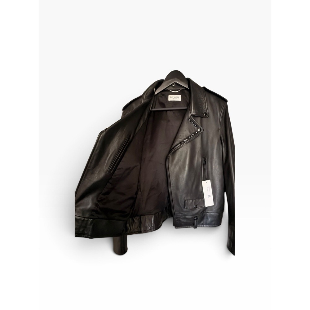 Saint Laurent Paris L01 Studded Lambskin Leather Biker Jacket – Black – Size 54 - Picture 11 of 16